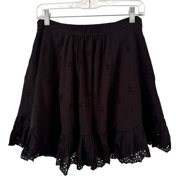 NWT Madewell Eyelet Mini Skirt Black Size 4 in Cotton Voile - Picture 6 of 11